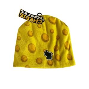 Mid America Mfg Wisconsin Cheese Beanie Reversible Green Ribbed Knit Hat OS NEW